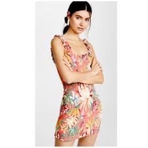 Farm Rio Dress - Farm Rio Lotus Floral Shirred Mini Dress